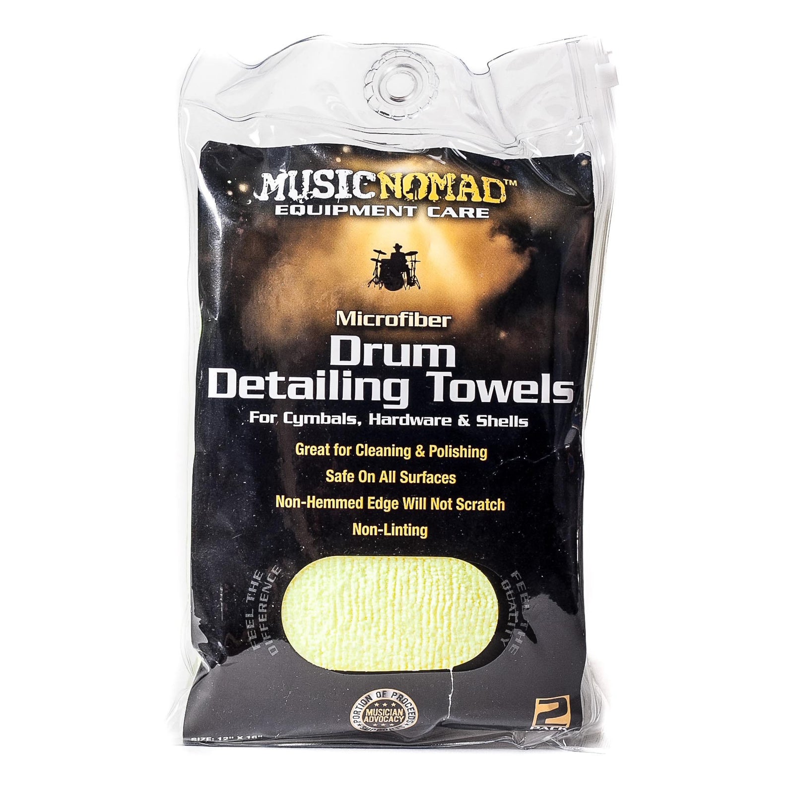 Music Nomad 2 Pack-Edgeless Microfiber Drum Detailing Towels